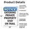 Signmission Entering Private Property Stay On Trail OSHA Notice Sign, Plastic, 10in W x 14in L, 2PK OS-2PACK-NS-P-1014-V-12091 - alternate 6